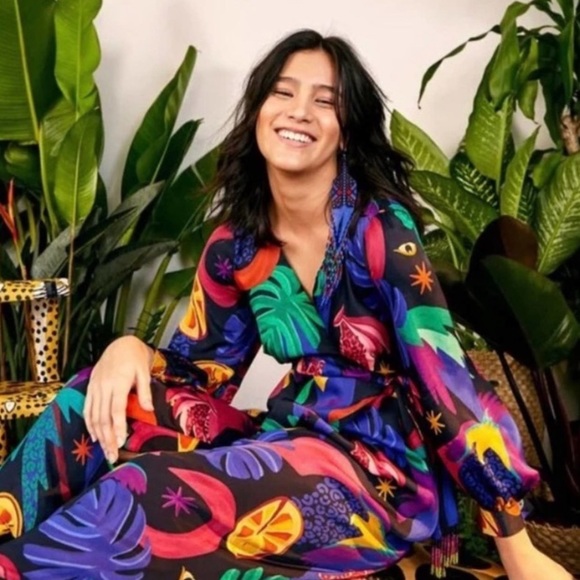 Farm Rio Black Mystic Jungle Romper/Jumpsuit - Picture 3 of 8